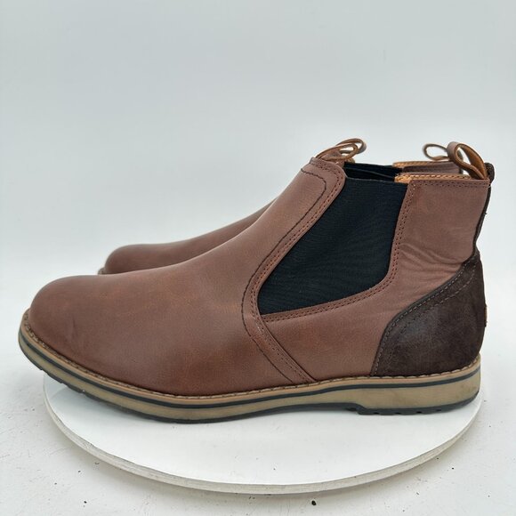 Izod Lucas Men Size 12M 1413016 Brown Leather Side Elastic Pull On Chelsea Boot - Picture 1 of 12